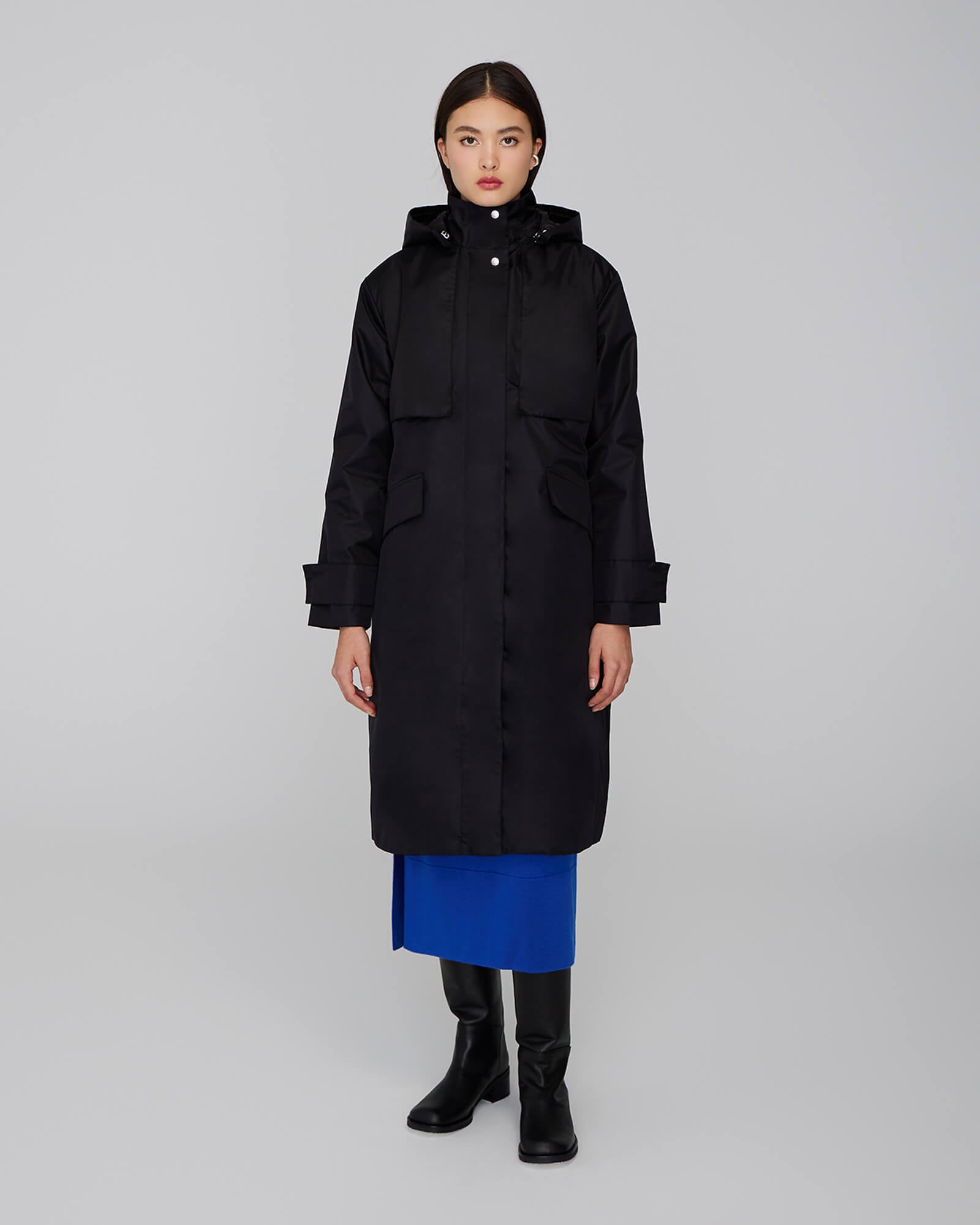 Black women's trench coat with hood online